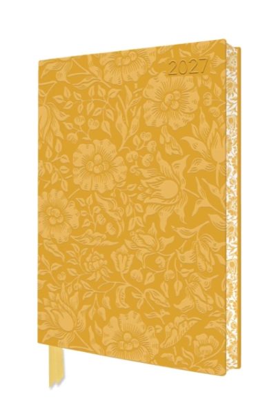 William Morris: Mallow 2027 Artisan Art Vegan Leather Diary Planner - Page to View with Notes by Flame Tree Studio